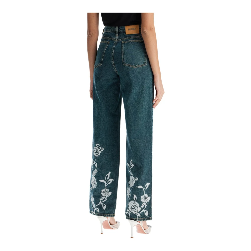 Rotate Birger Christensen Geborduurde denim jeans met bloemen Blue Dames