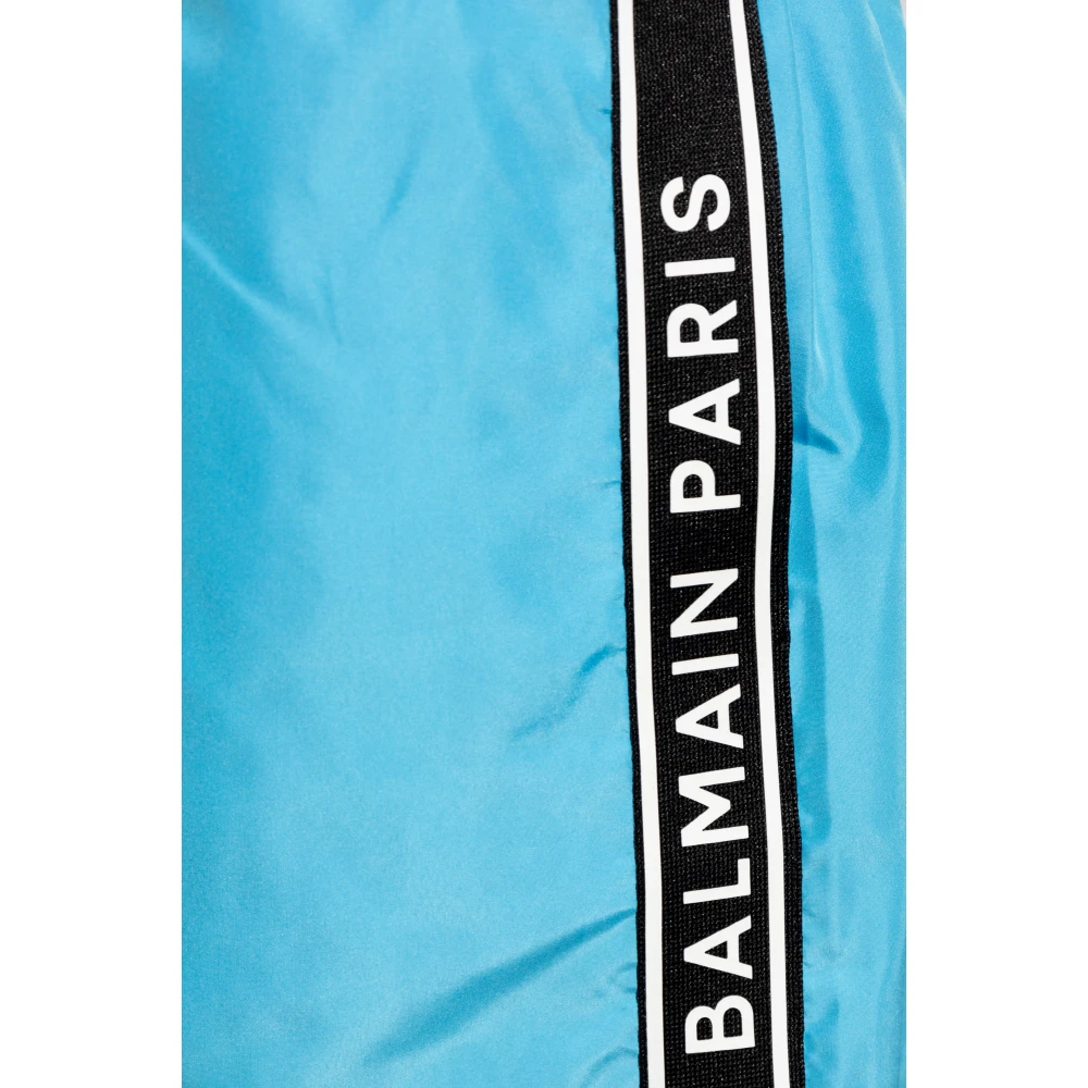 Balmain Zwemshorts met logo Blue Heren