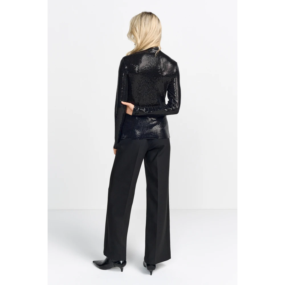 Rich & Royal Glanzende Roll Neck Sweater Black Dames