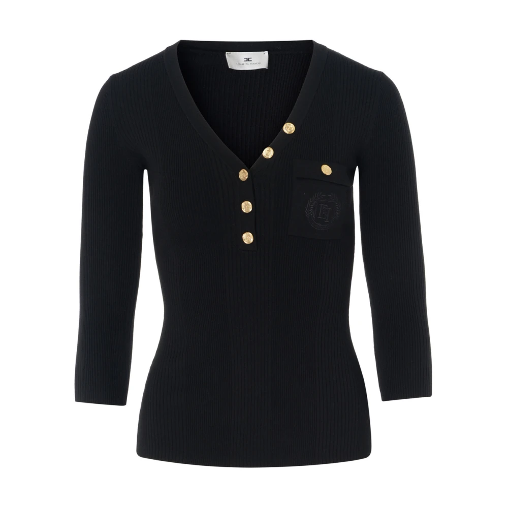Elisabetta Franchi Zwart Gebreide Top Black Dames