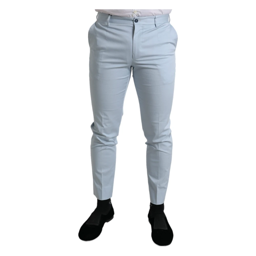 Dolce & Gabbana Men's Blue Sky Cotton Skinny Trousers Extra Small