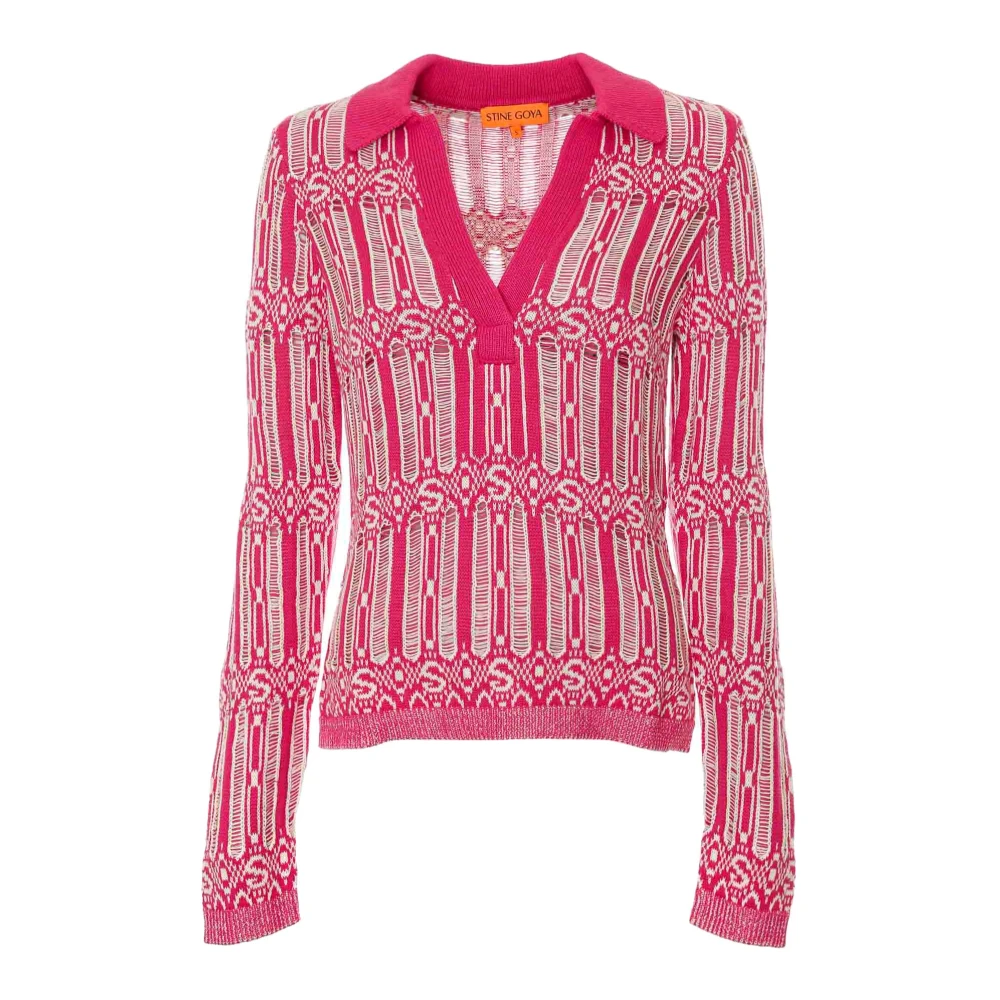 Stine Goya Gebreide shirt met open kraag Multicolor Dames