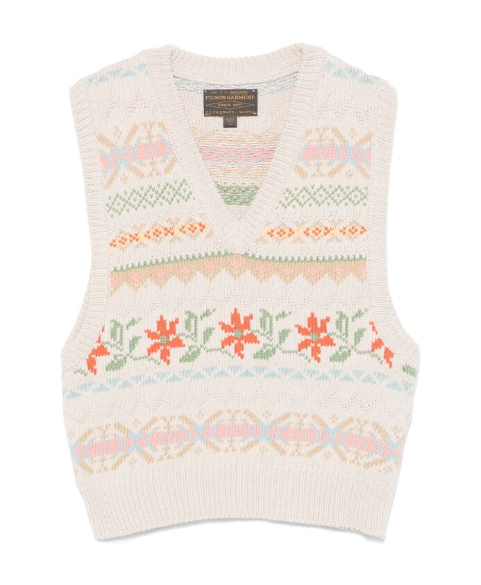 col-en-v-multicolore-sans-manches-pull