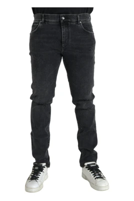 Grå Skinny Stretch Denim Logo Jeans
