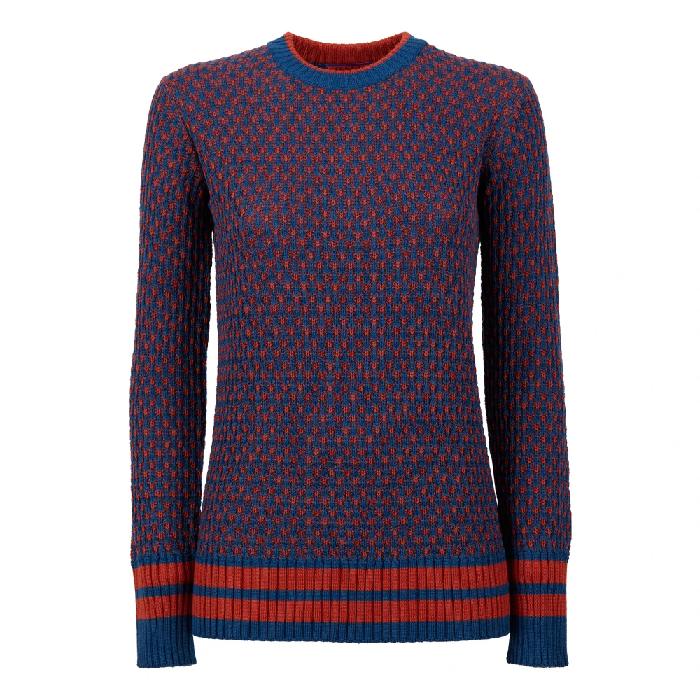 Gallo Blauwe crew-neck voor dames met tweekleurig motief Multicolor Dames