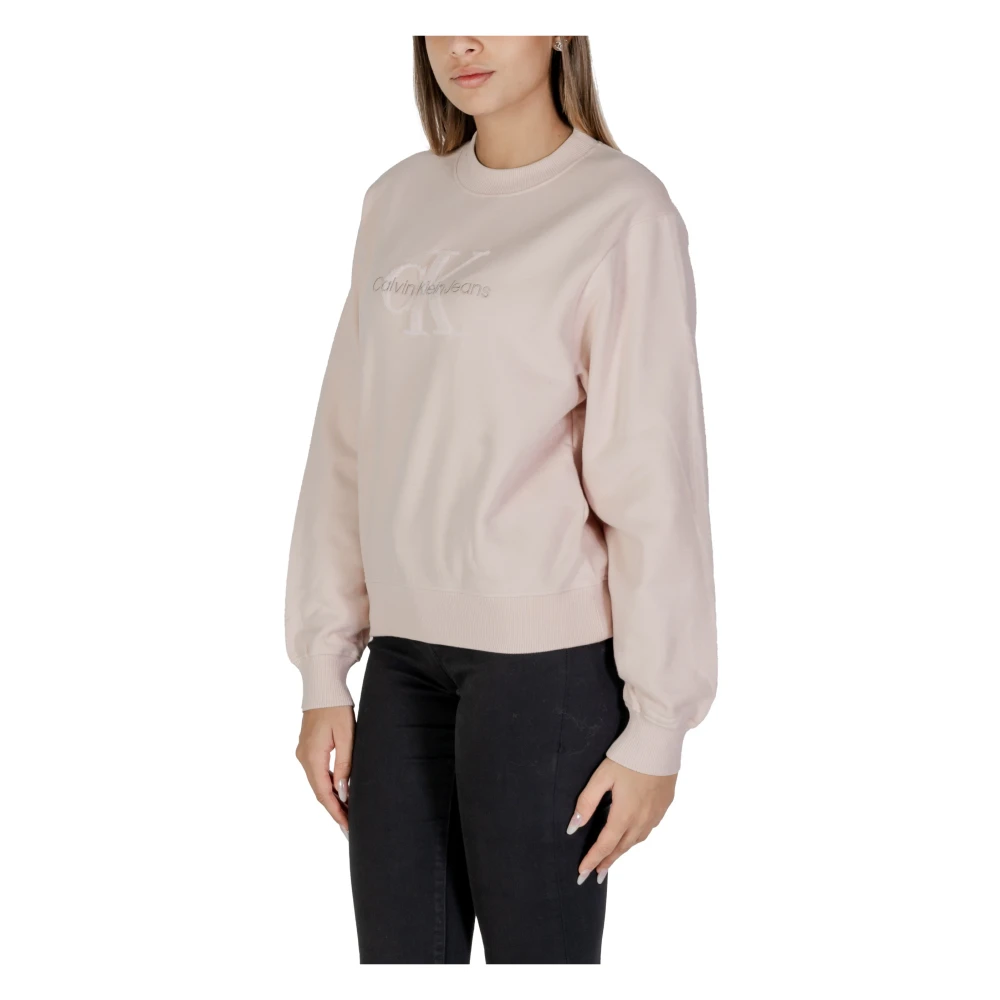 Calvin Klein Jeans Roze Katoenen Sweatshirt Lange Mouwen Ronde Hals Pink Dames