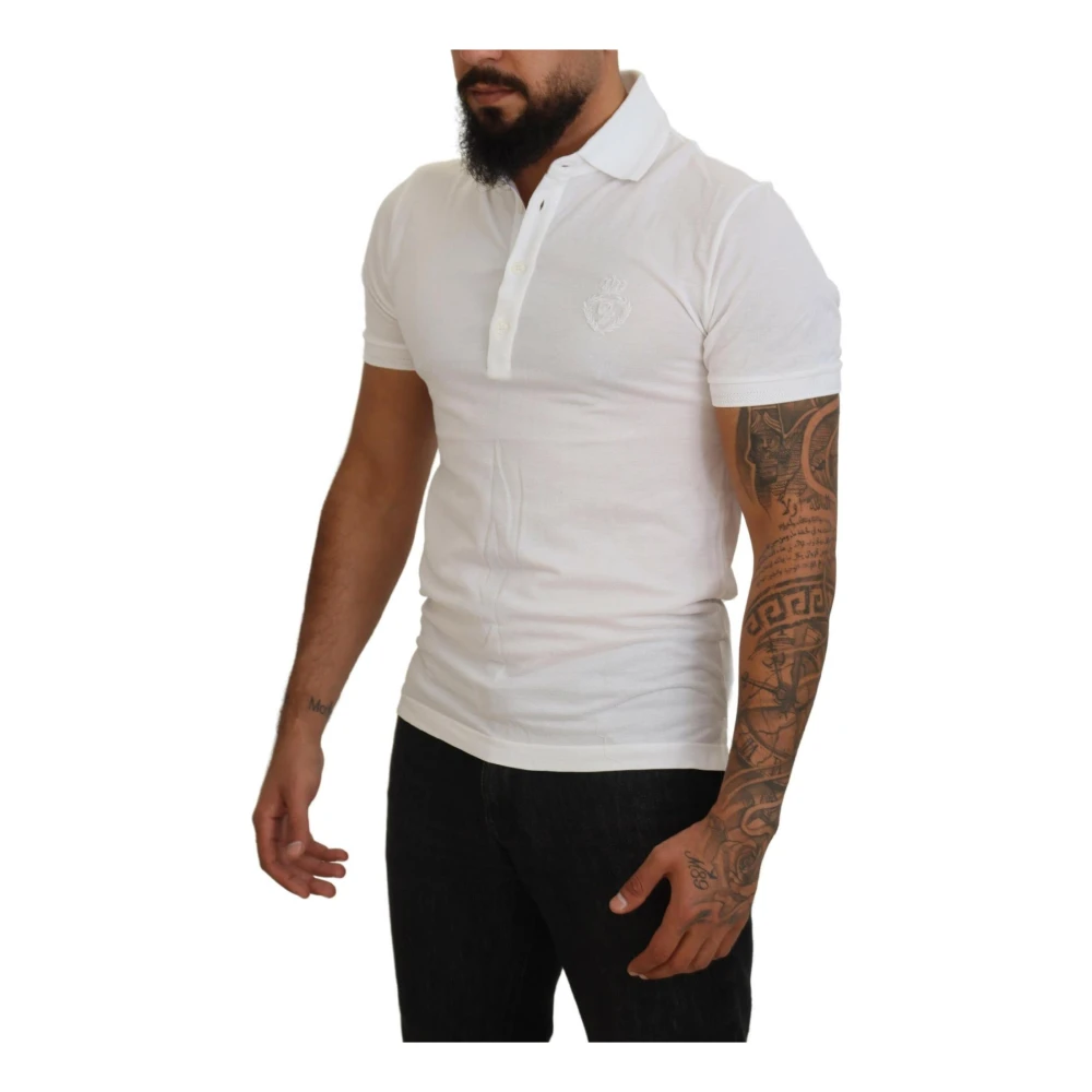 Dolce & Gabbana Logo Polo T-shirt Korte Mouw Wit White Heren