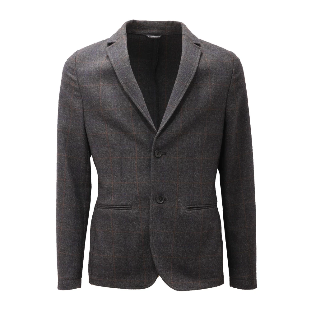 Daniele Alessandrini Gray Blazers, Male, L, Check Jacket In Grey