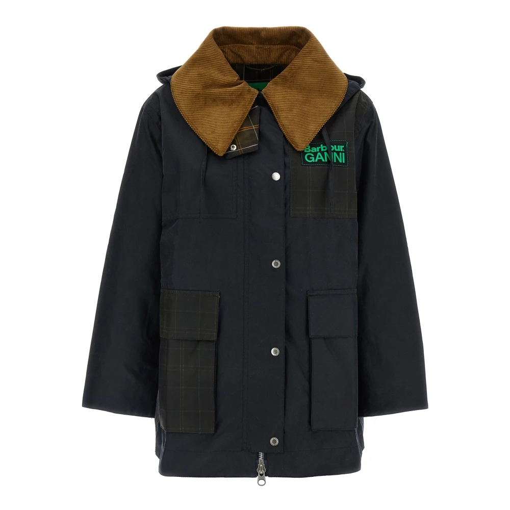 Barbour Women's Blue Montgomery Waxed Parka - Parkas - S - Coats