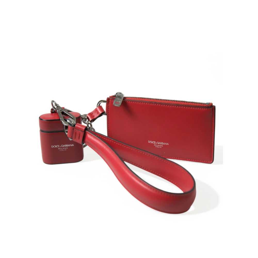 Dolce & Gabbana Unisex Red Headphones, One Size, Elegant Leather Airpods Case
