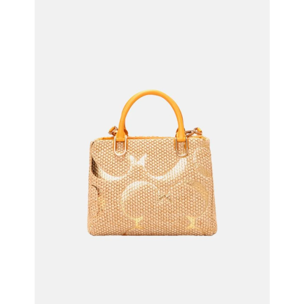 Carolina Herrera Rafia Duchess Handtas met Gouden Bedel Beige Dames