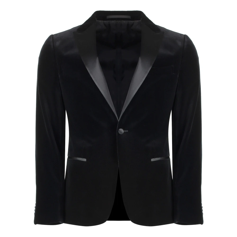 Z Zegna Satin Revers Katoenen Jas Black Heren