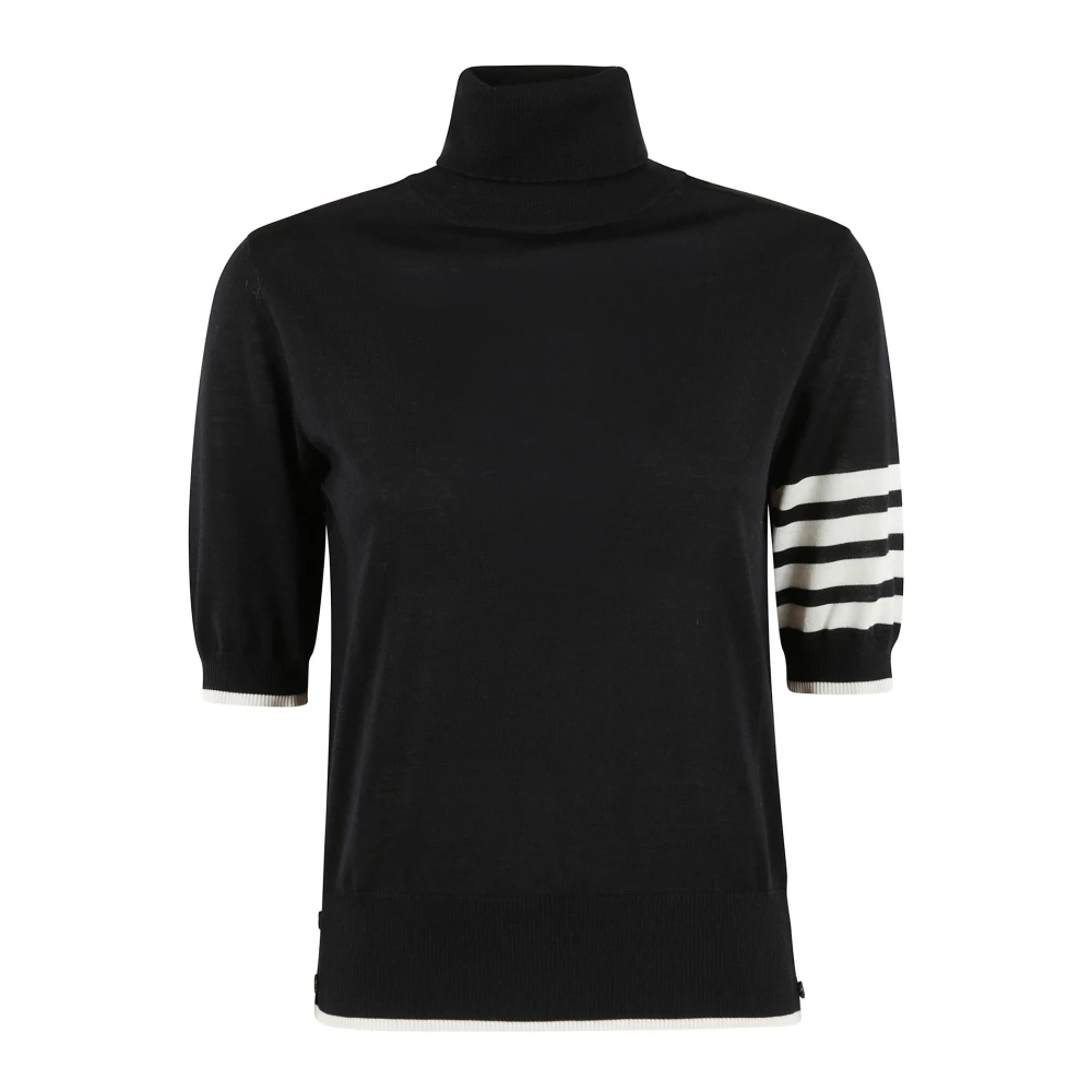 Thom Browne Merino Wol Coltrui Trui Black Dames