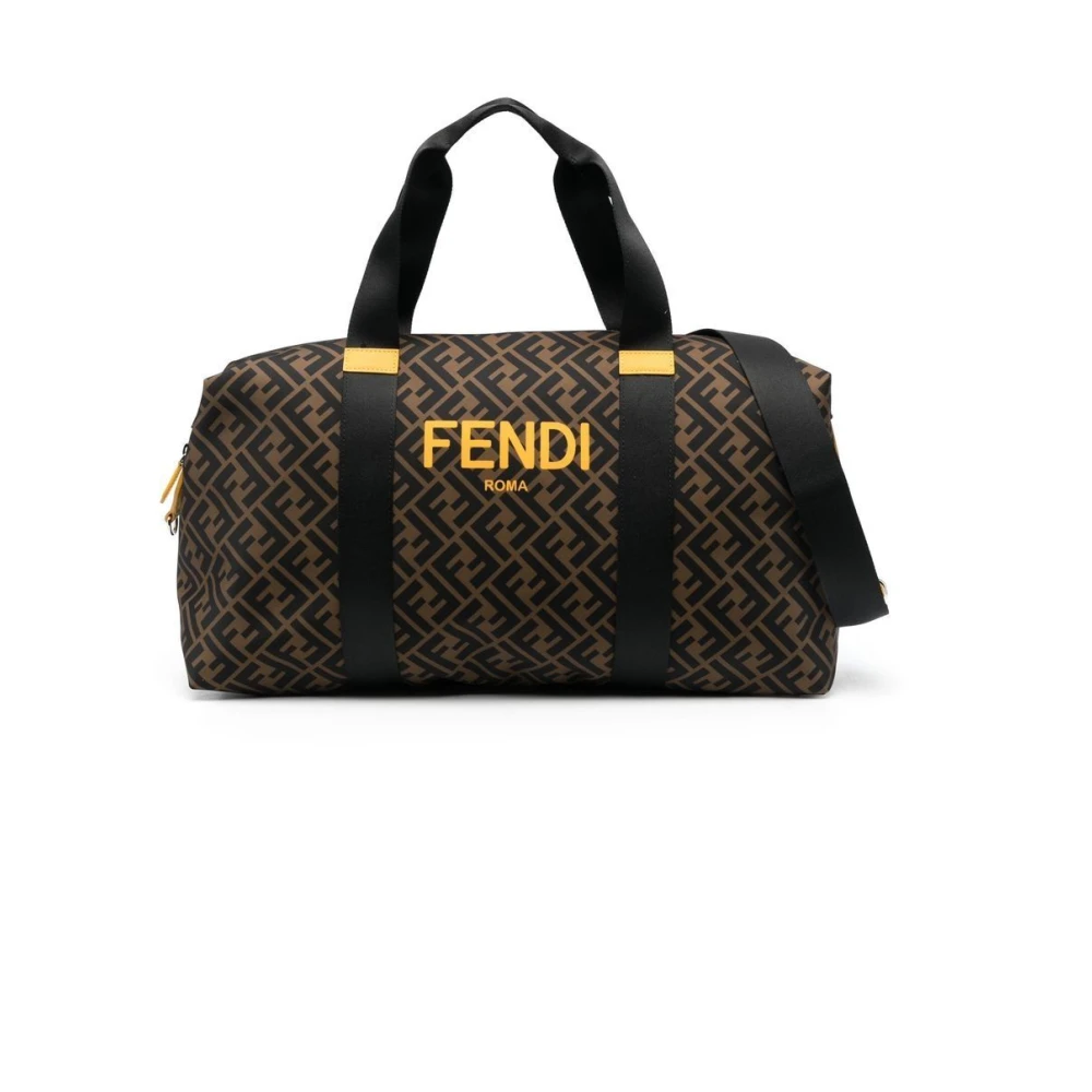 Fendi Logo Print Sporttas Brown Heren