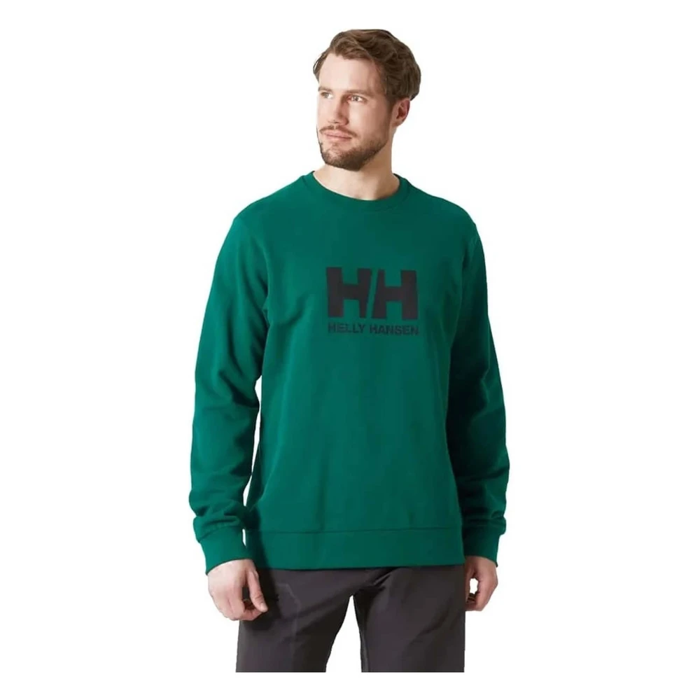 Helly Hansen Logo Crew Hoodie Green, Herr