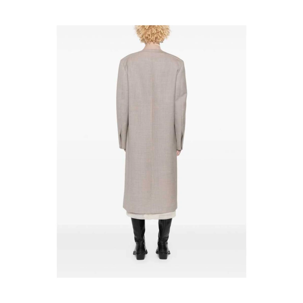 Moschino Taupe Wollen Jas met Splitmanchetten Gray Dames