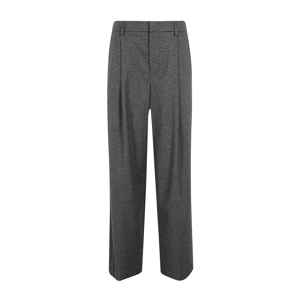 Vince Microcheck Wide Leg Trousers Gray Dames