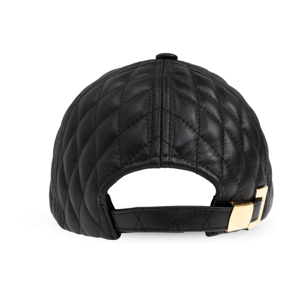 Balmain Leren baseballpet Black Heren