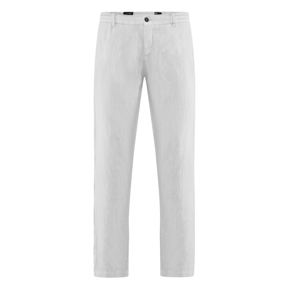 Bomboogie Uomo Bianco - Pantaloni Jogger In Puro Lino - Trousers - W36