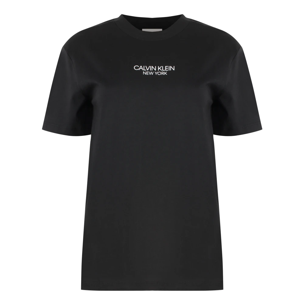 Calvin Klein Geribbeld Katoenen T-shirt Black Dames