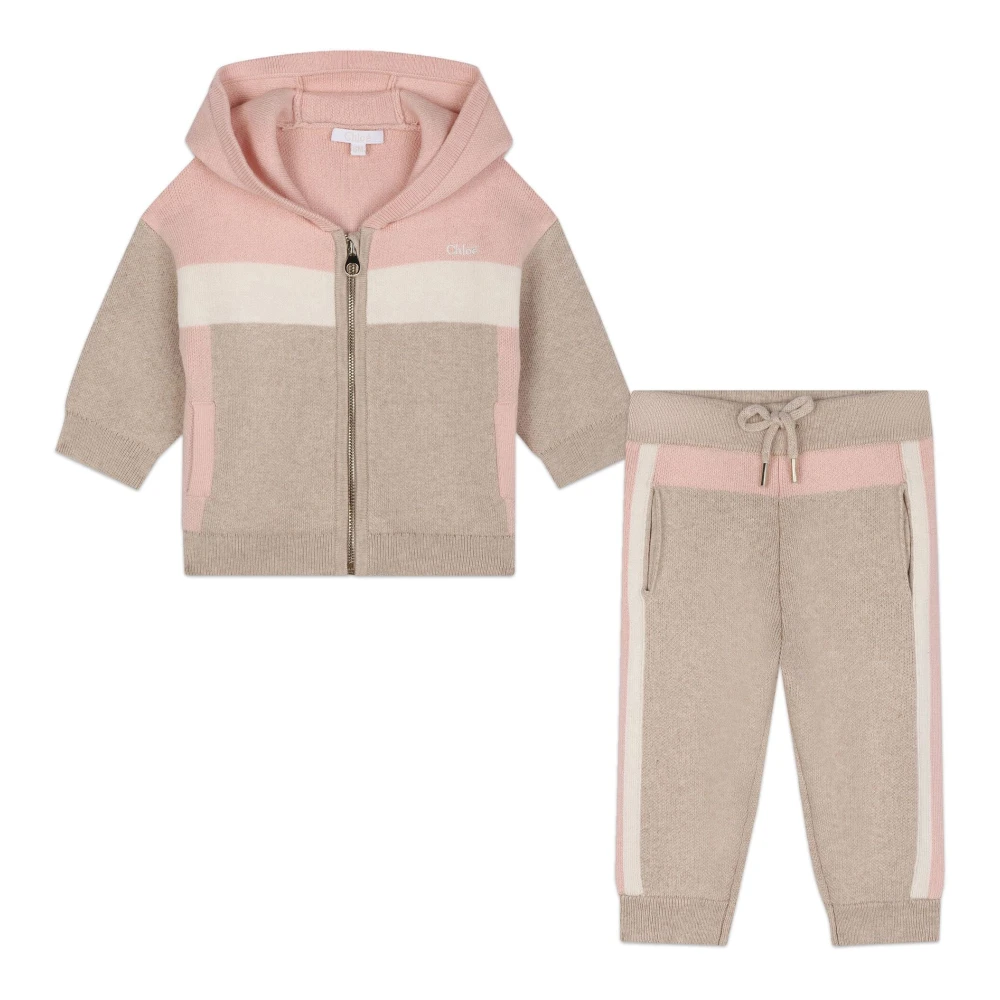 Chloé Logo Hoodie och Byxor Set Beige, Flicka