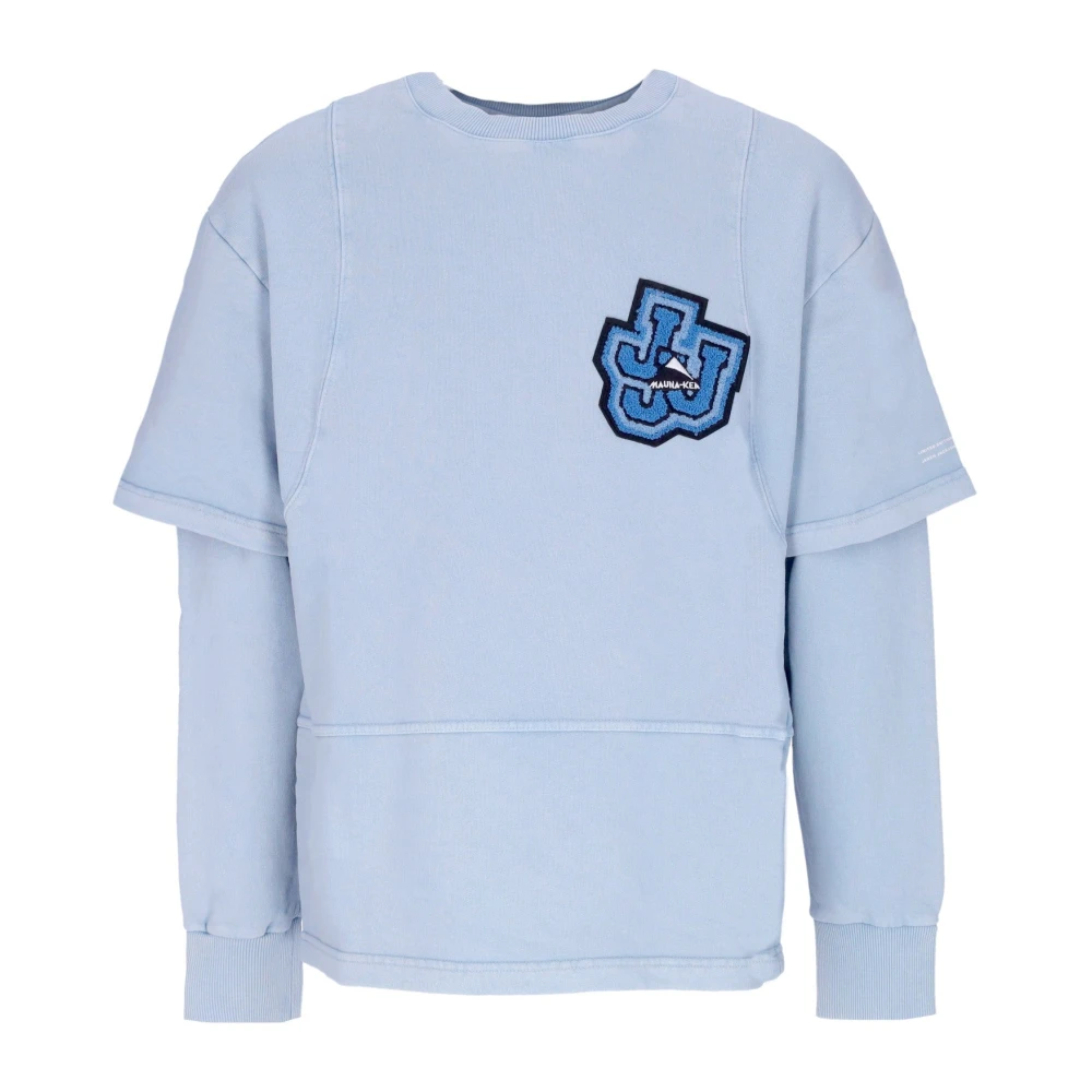 Mauna Kea Blue Sweatshirts, Male, S, Lightweight Crewneck Sweatshirt Triple J Cyan