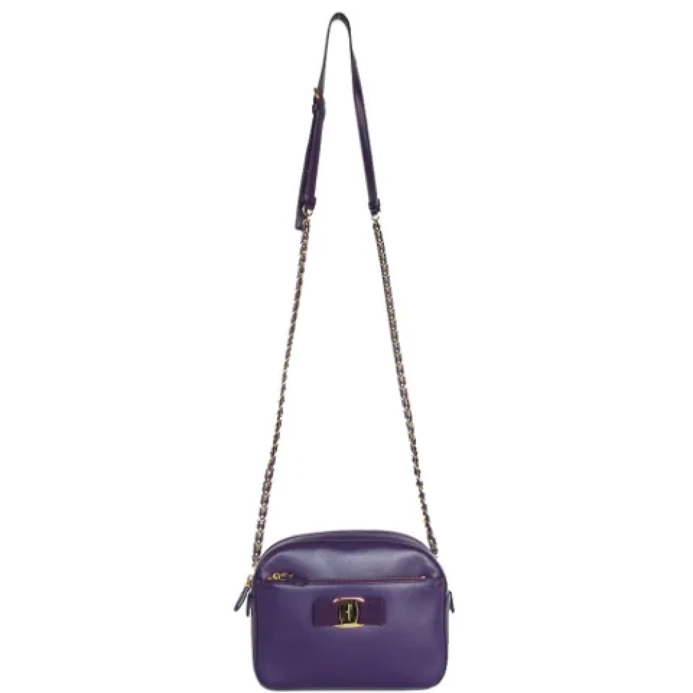 Salvatore Ferragamo Pre-owned Leather shoulder-bags Purple Dames