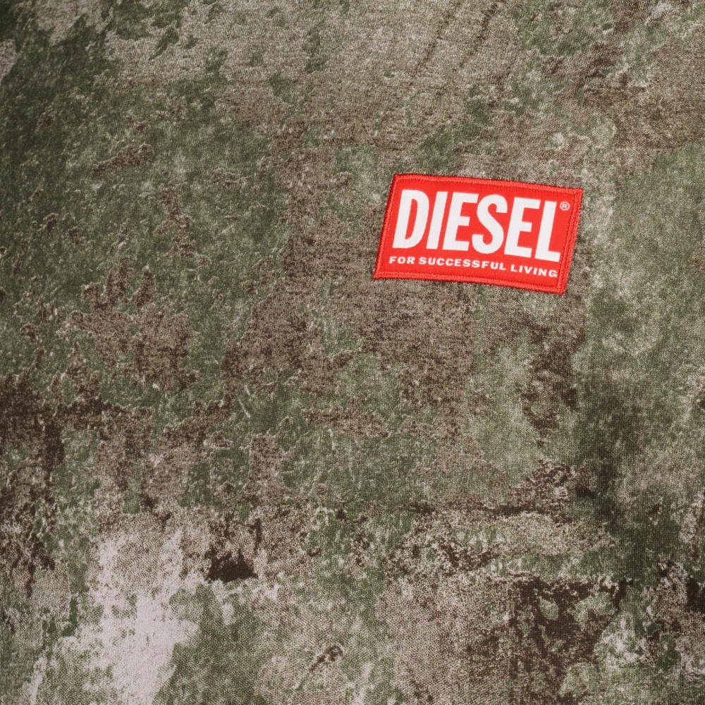 Diesel Groene Bedrukte Oversized T-shirt Green Heren