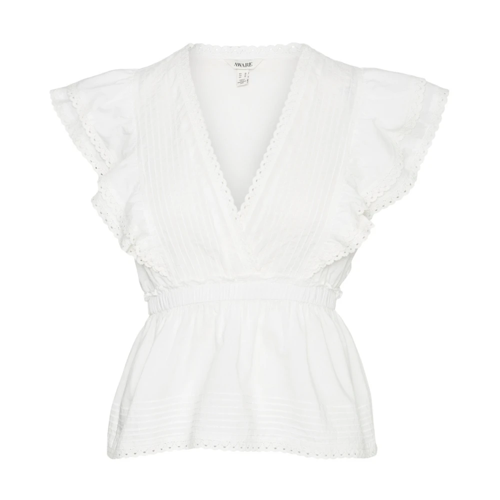 Elegant V-hals Peplum Topp med Rysjer