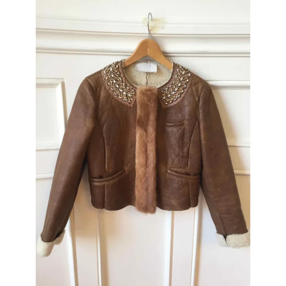 Prada Vintage Pre-owned Fur outerwear Brown Dames