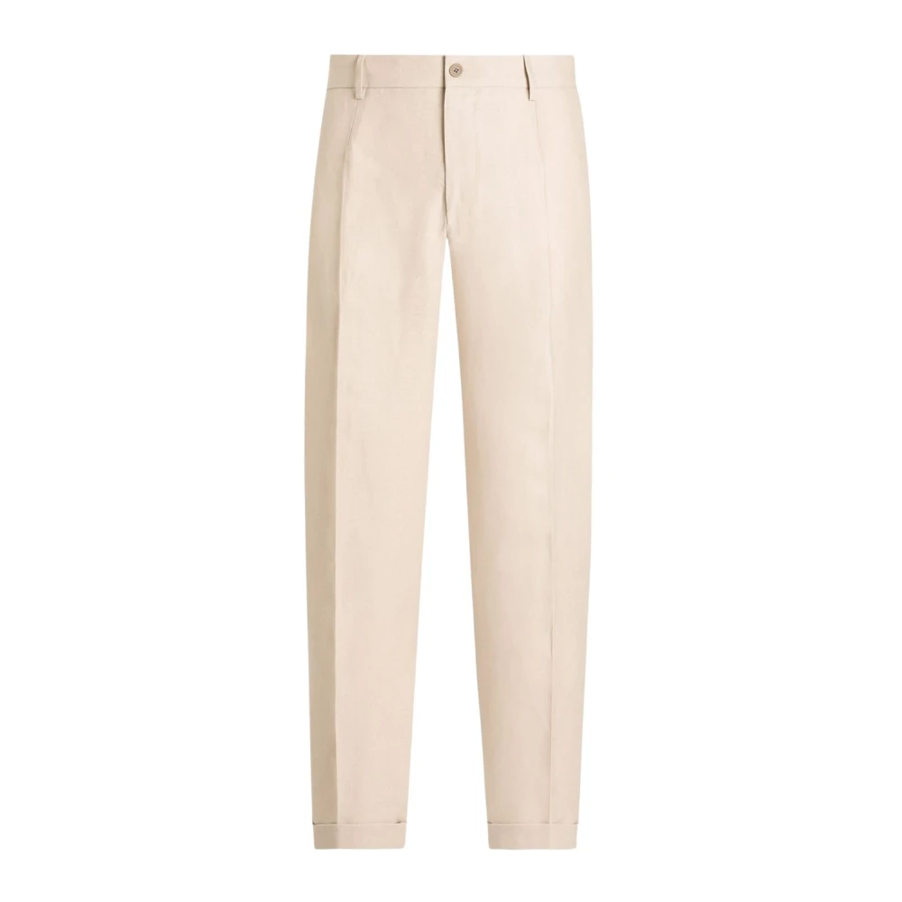 Dolce & Gabbana Beige Linnen Broek Elegante Stijl Beige Heren