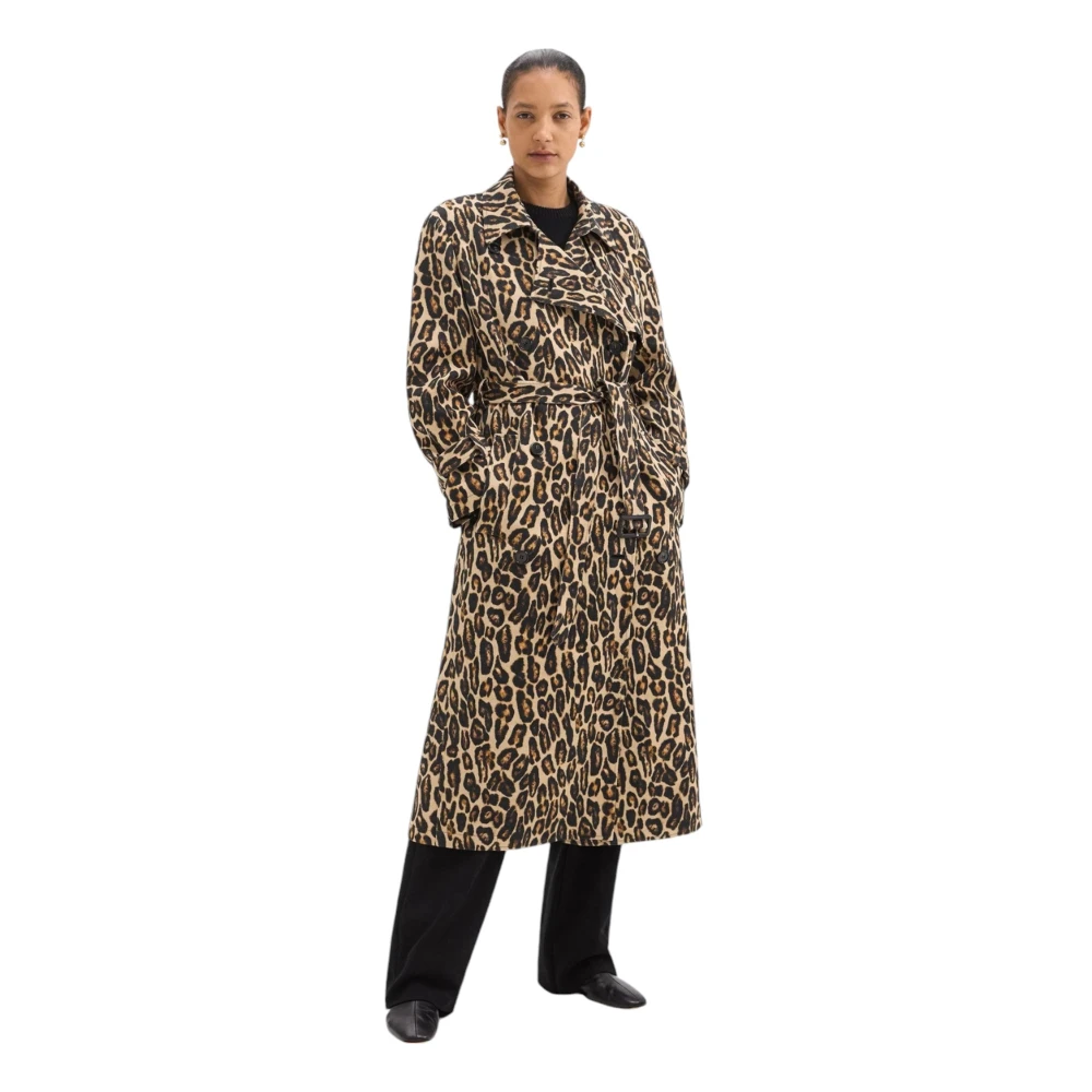 Theory Luipaard Wolprint Trenchcoat Brown Dames