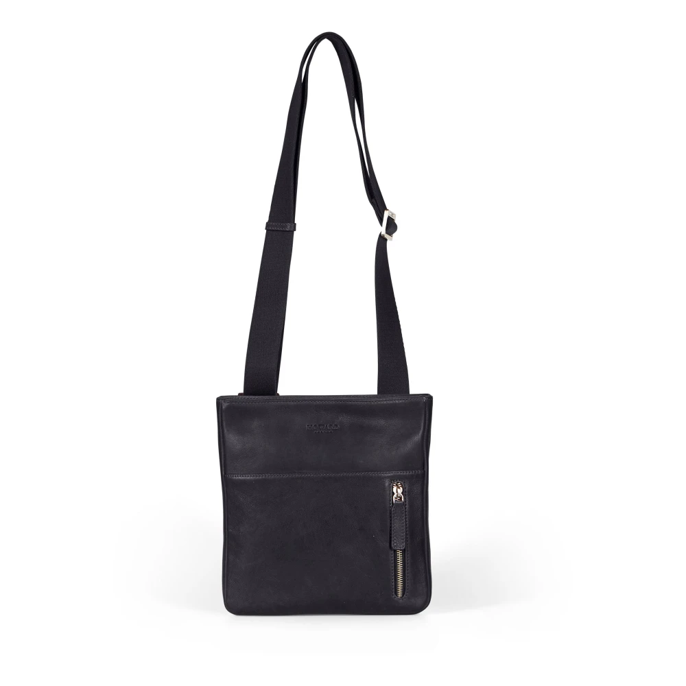 Sort Læder Crossbody Messenger Taske