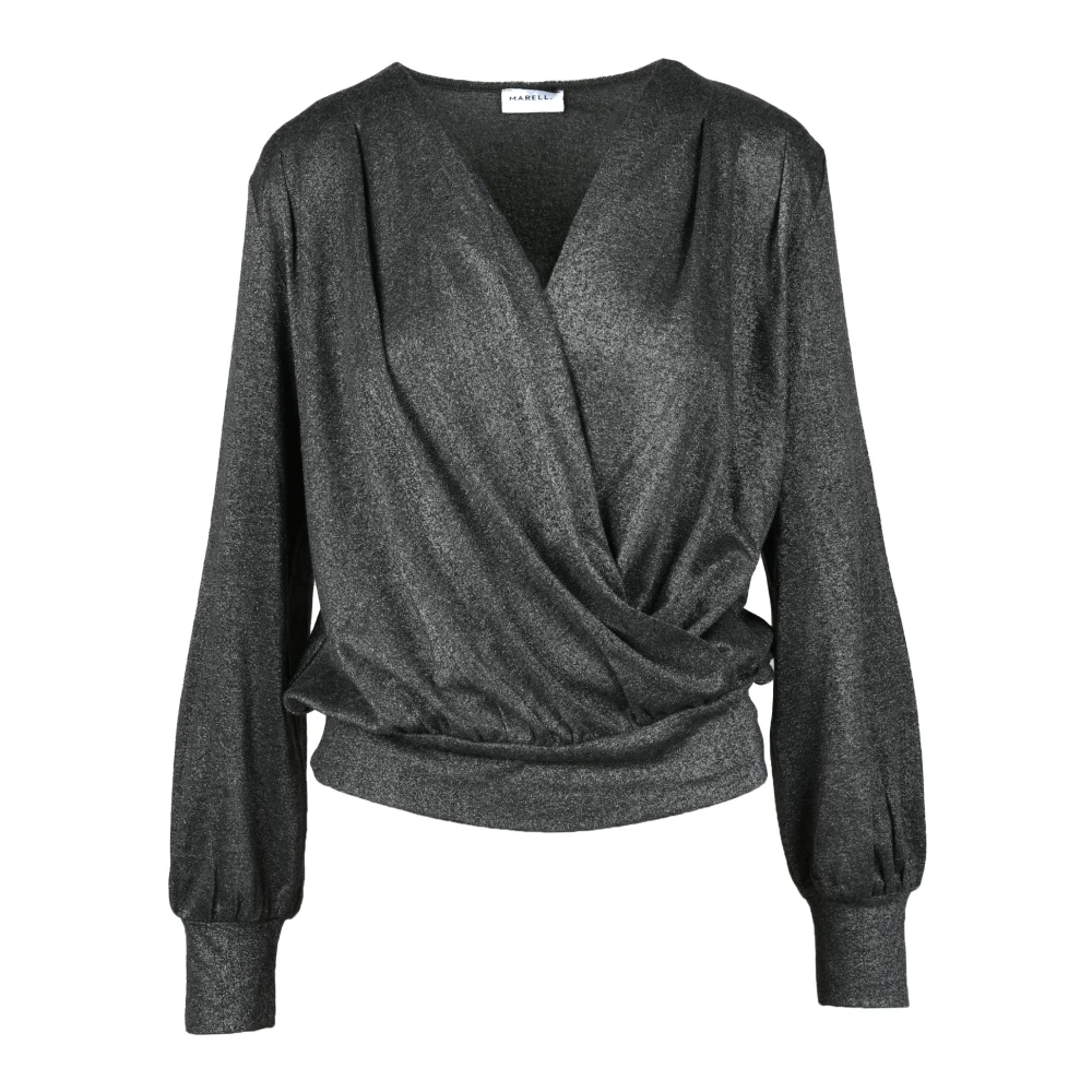 Marella Metallic Fiber Blouse Gray Dames