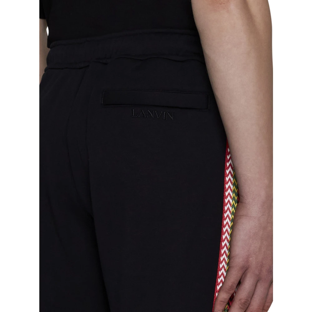 Lanvin Zwarte Jerseybroek met Streepdetail Black Heren