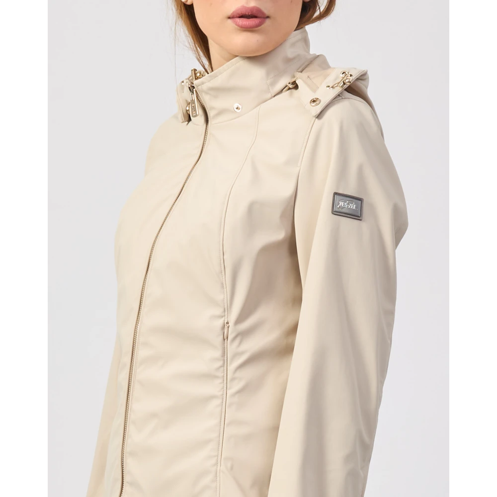 YES ZEE Beige Hooded Softshell Jas Beige Dames