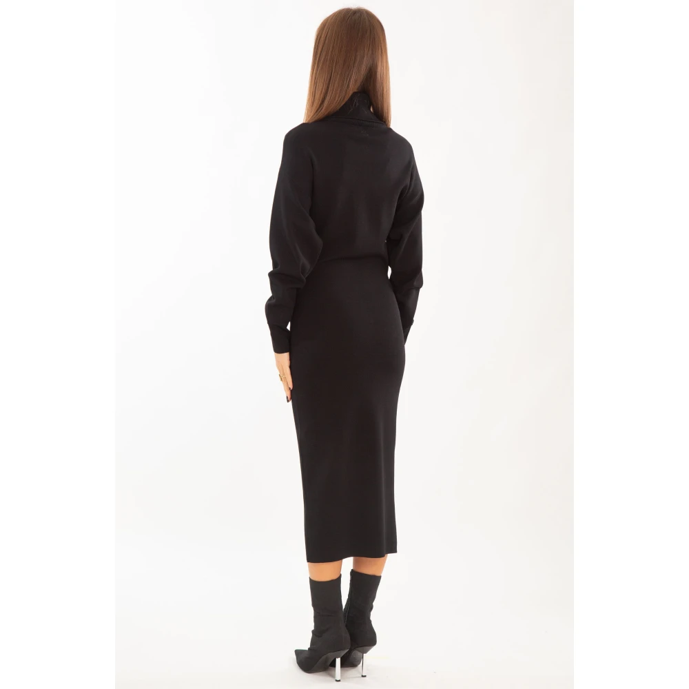 pinko Ritssluiting Gebreide Jurk in Zwart Black Dames