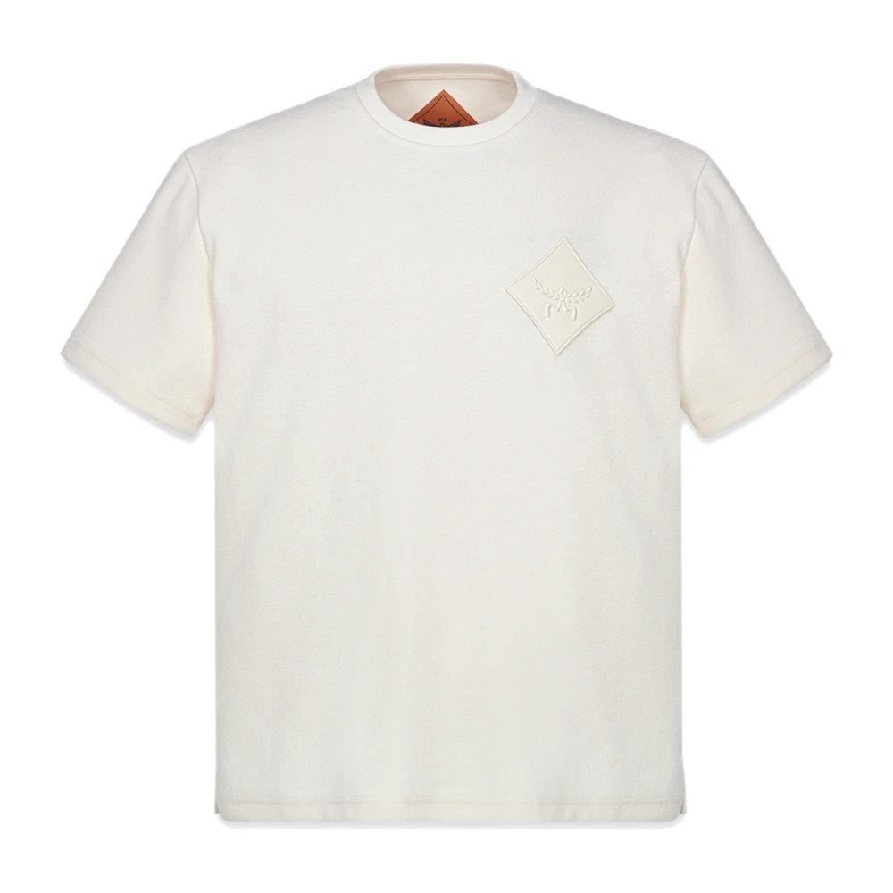 MCM Bouclé T-shirt met logopatch White Heren