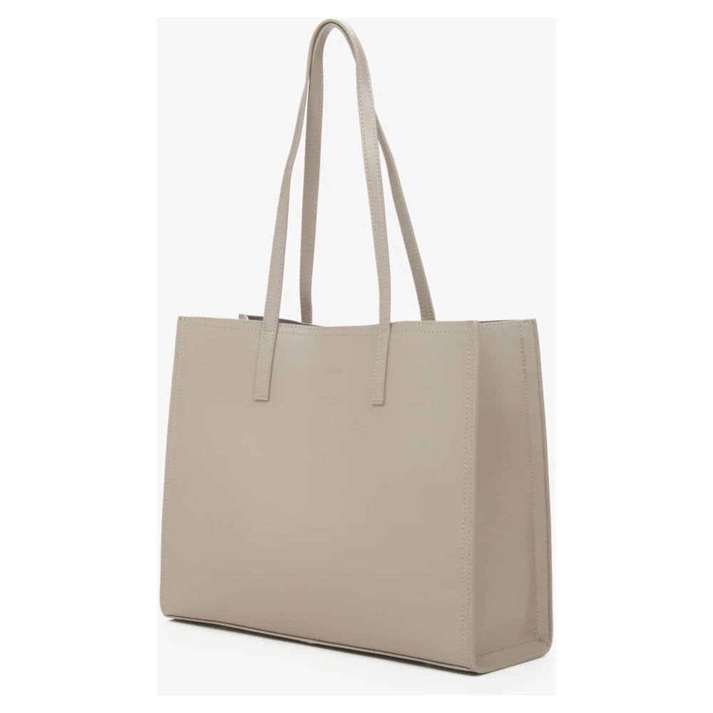 Estro Dames Grijze Leren Shopper Tas Er00115664 Gray Dames
