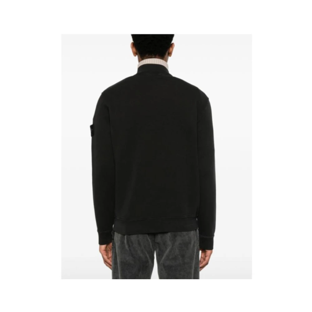 Stone Island Zwarte Sweater met Ritssluiting Black Heren