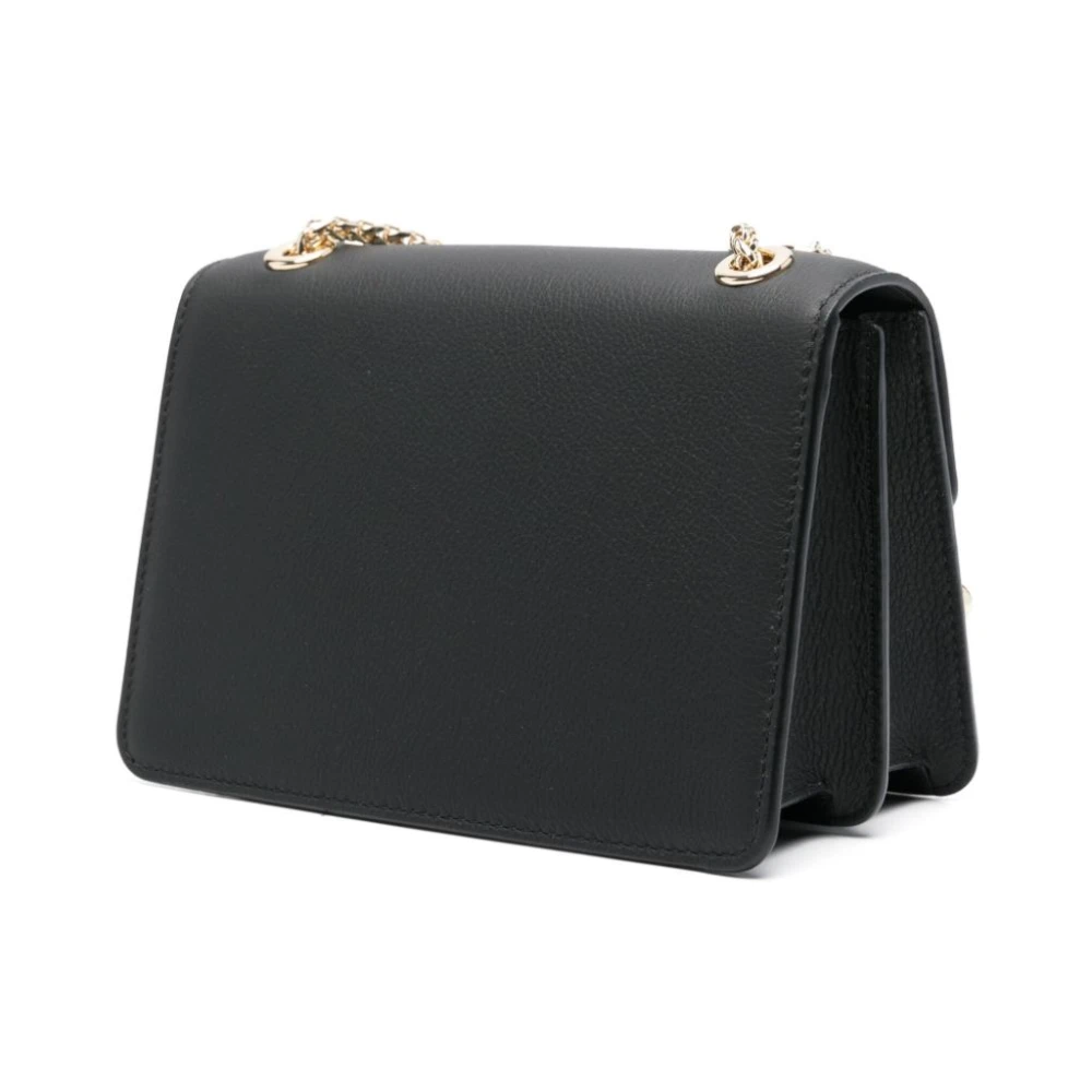 Strathberry Zwarte leren crossbody tas met gouden hardware Black Dames