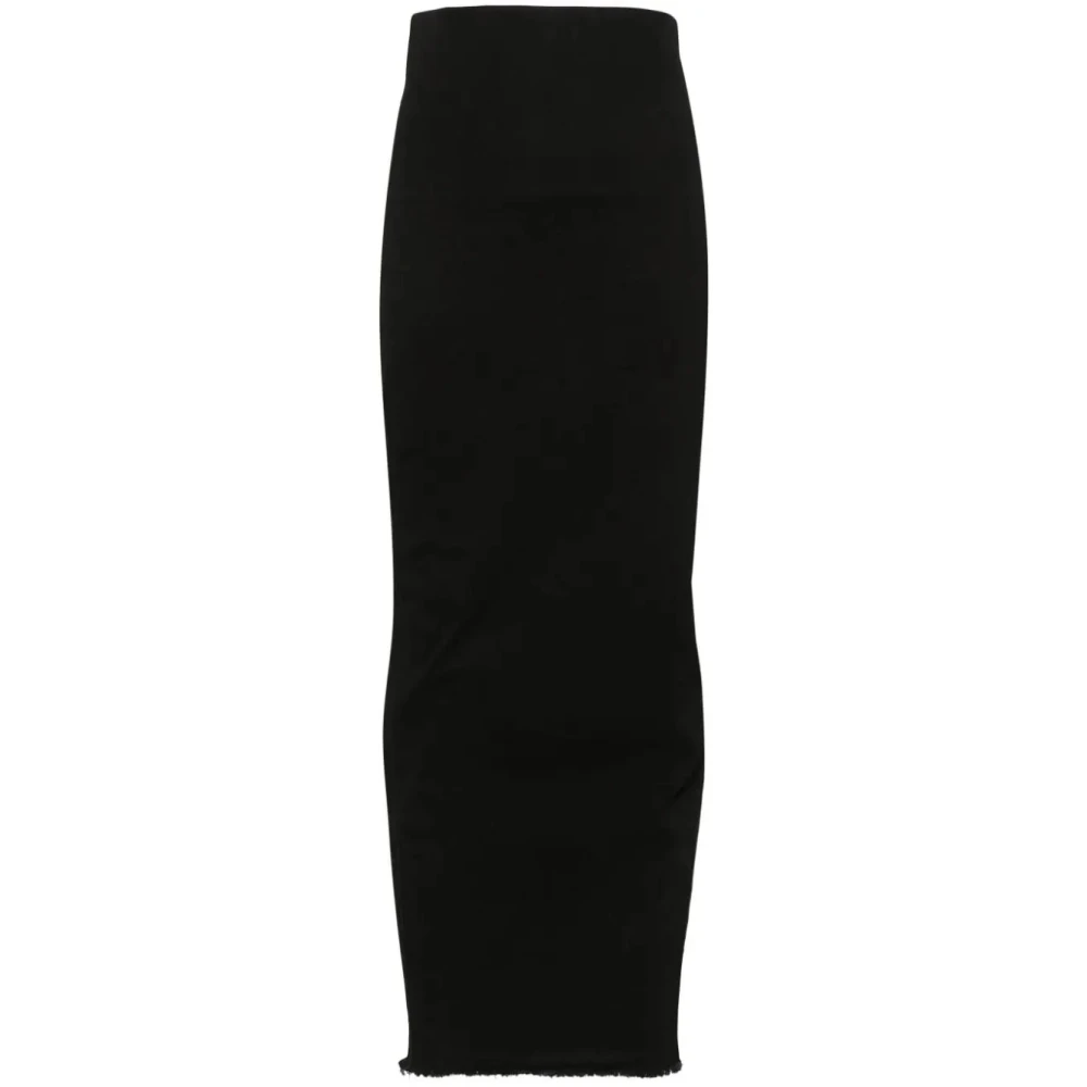 Rick Owens Svart Maxi Kjol med Bakre Slits Black, Dam