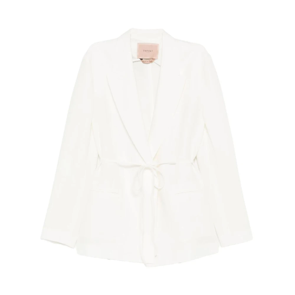Twinset Women's White Blazers, Xl, Blazer Con Cintura
