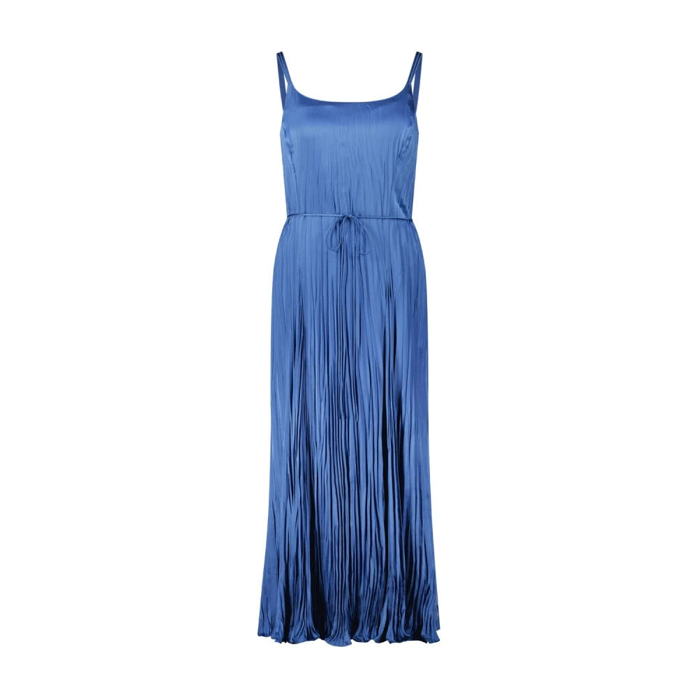 Vince Geplooide midi-jurk met achterkant vetersluiting Blue Dames