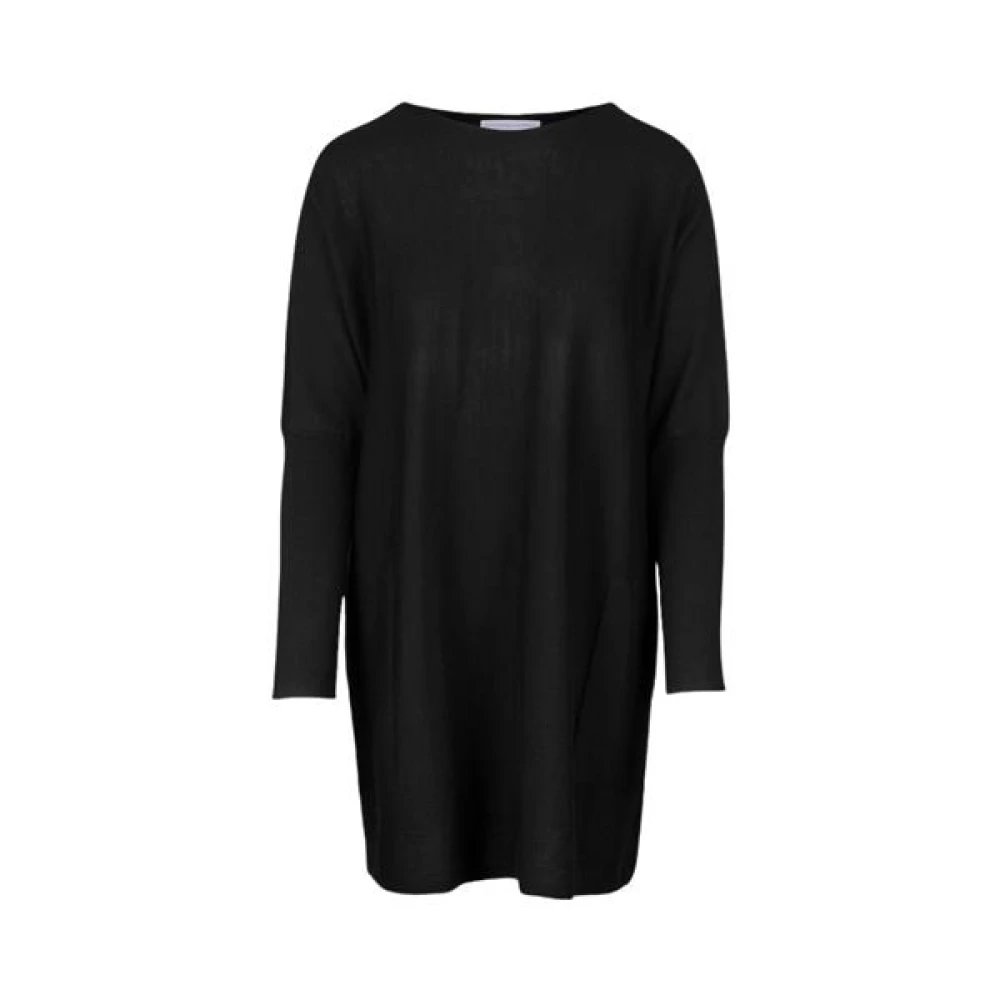 Sort Merino Wide Crewneck Genser