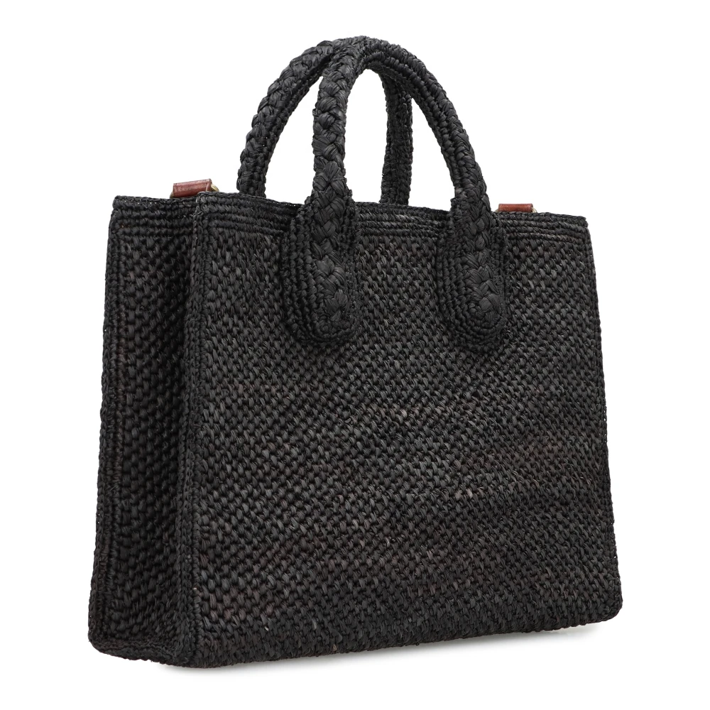 Ibeliv Rary raffia tote tas Black Dames