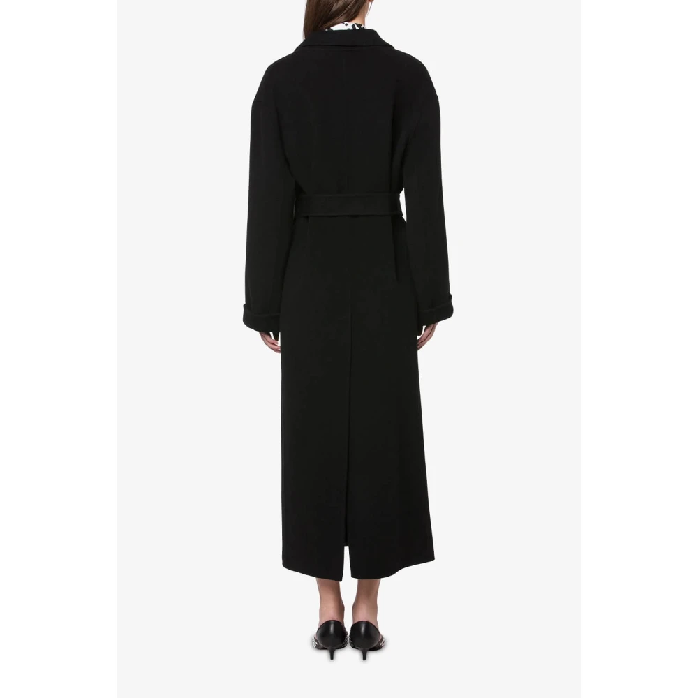 Philosophy di Lorenzo Serafini ceintuur-dubbel-wollen-jas Black Dames