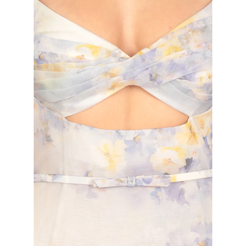 Zimmermann Lila Linnen Zijden Bloemenjurk Purple Dames
