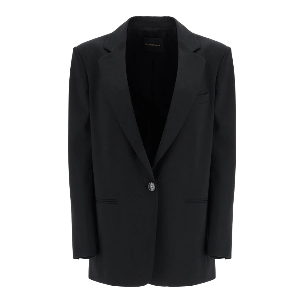 Andamane Zwarte Oversized Wollen Blazer Black Dames