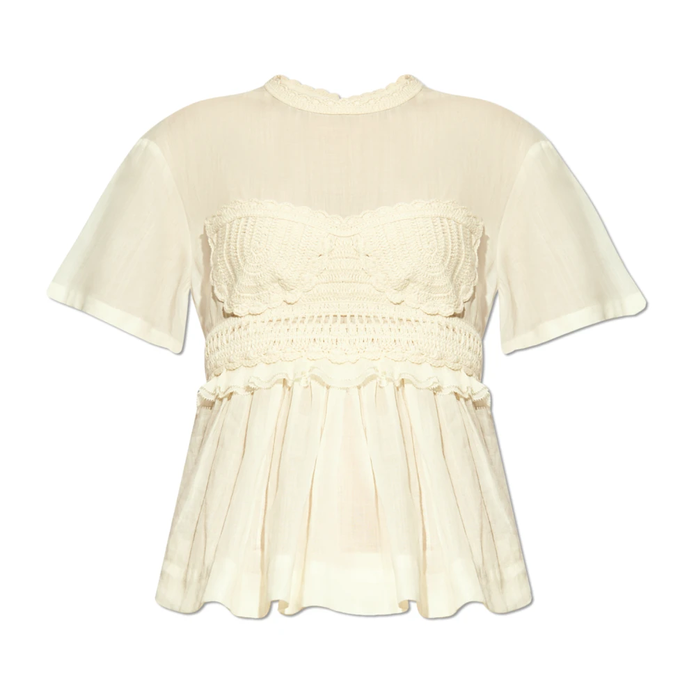 Ulla Johnson Rynkad topp Beige, Dam